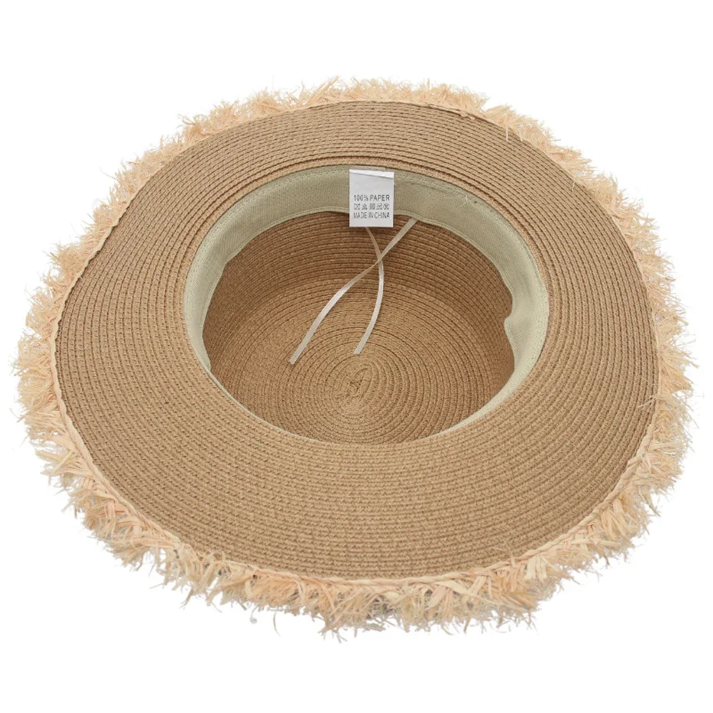 Summer Versatile Fashionable Straw Hat For Women Beach Vacation Woven Grass Bow Ribbon Small Fresh Sun Protection Sunshade Hat