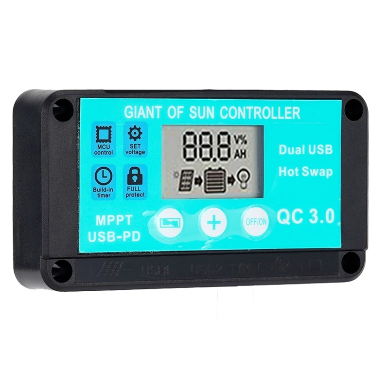 MPPT Solar Charge Controller 100A Multiple Protection Solar Regulator LCD Screen Fast Charging 3.0 Battery Charger Easy To Use