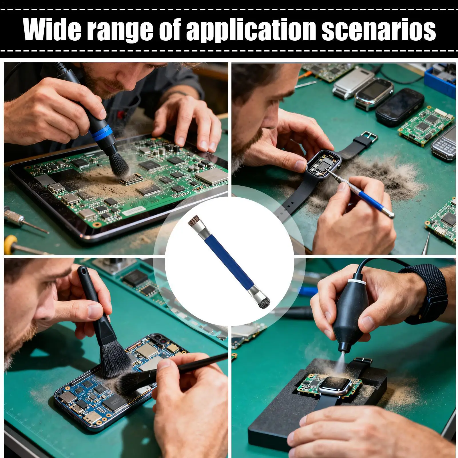 

Маленькая чистящая щетка с двойной головкой, антистатическая, прецизионная щетка для пыли для чистки компьютера, ноутбука, электроники, фортепиано