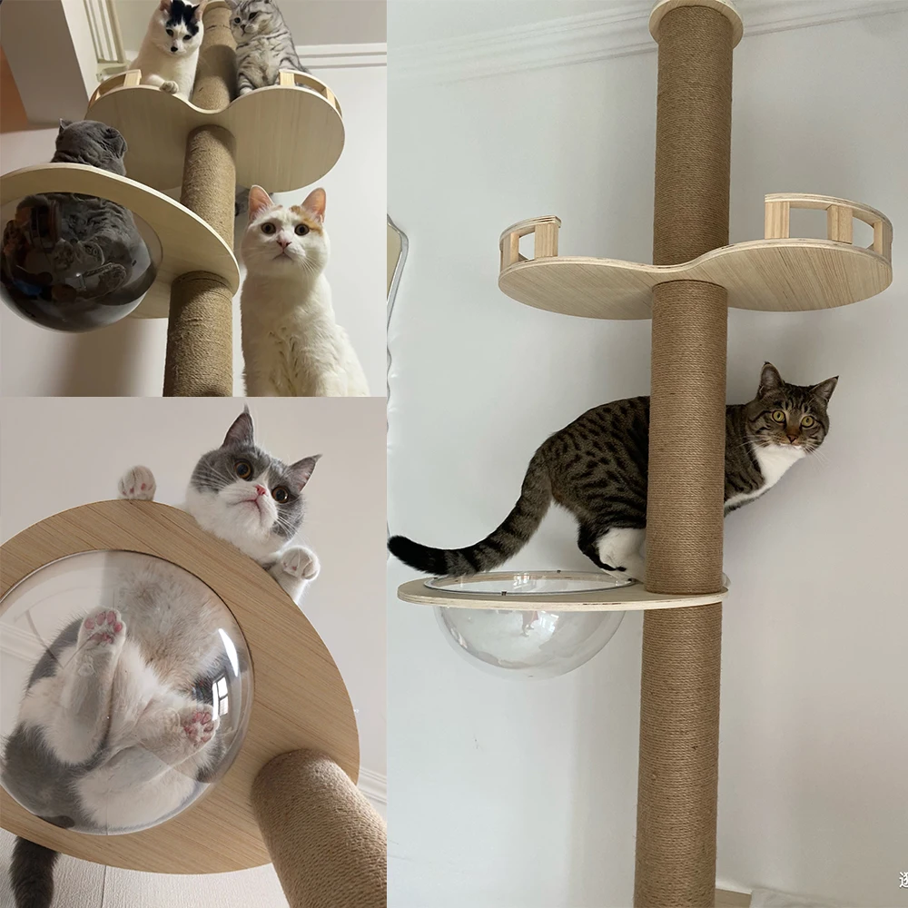 Cat climbing frame Pillars of Babel Floor to Ceiling Cat Tree Tower  Multi-Level Condo  Post Pad for Cat playing climbing