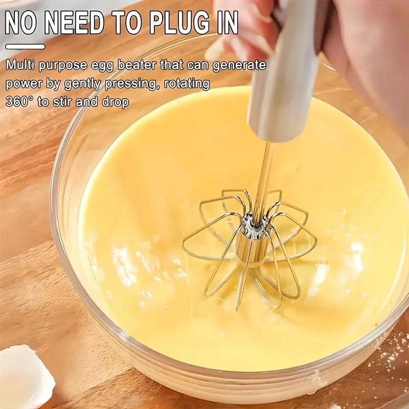 Home rotary mixer, stainless steel semi-automatic mixer, hand press mixer, kitchen baking tool