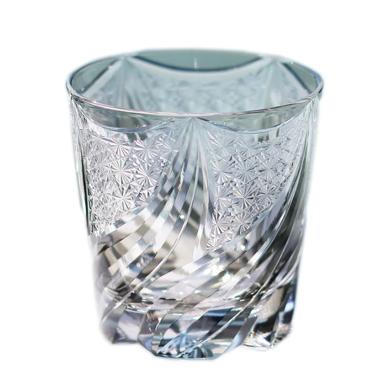 

Japanese hand-carved whiskey crystal glass wine glass Edo cut-off style car shell gift box