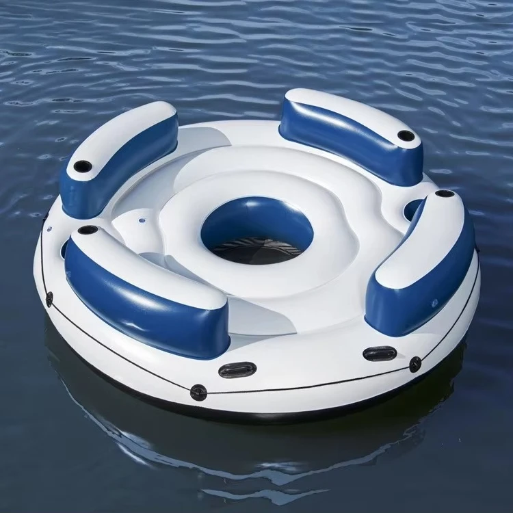 For Model Large Inflatable Floating Island with Sunshade for 8-10 People for Sea Rafting & Adult Home Use