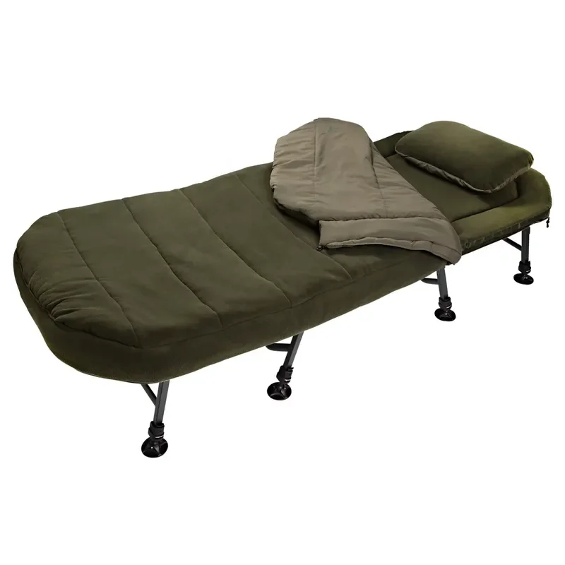 Adjustable Steel Frame Carp Fishing Bed Chair with Oxford Fabric Soft Cushion Portable Folding Cot for Outdoor Camping with