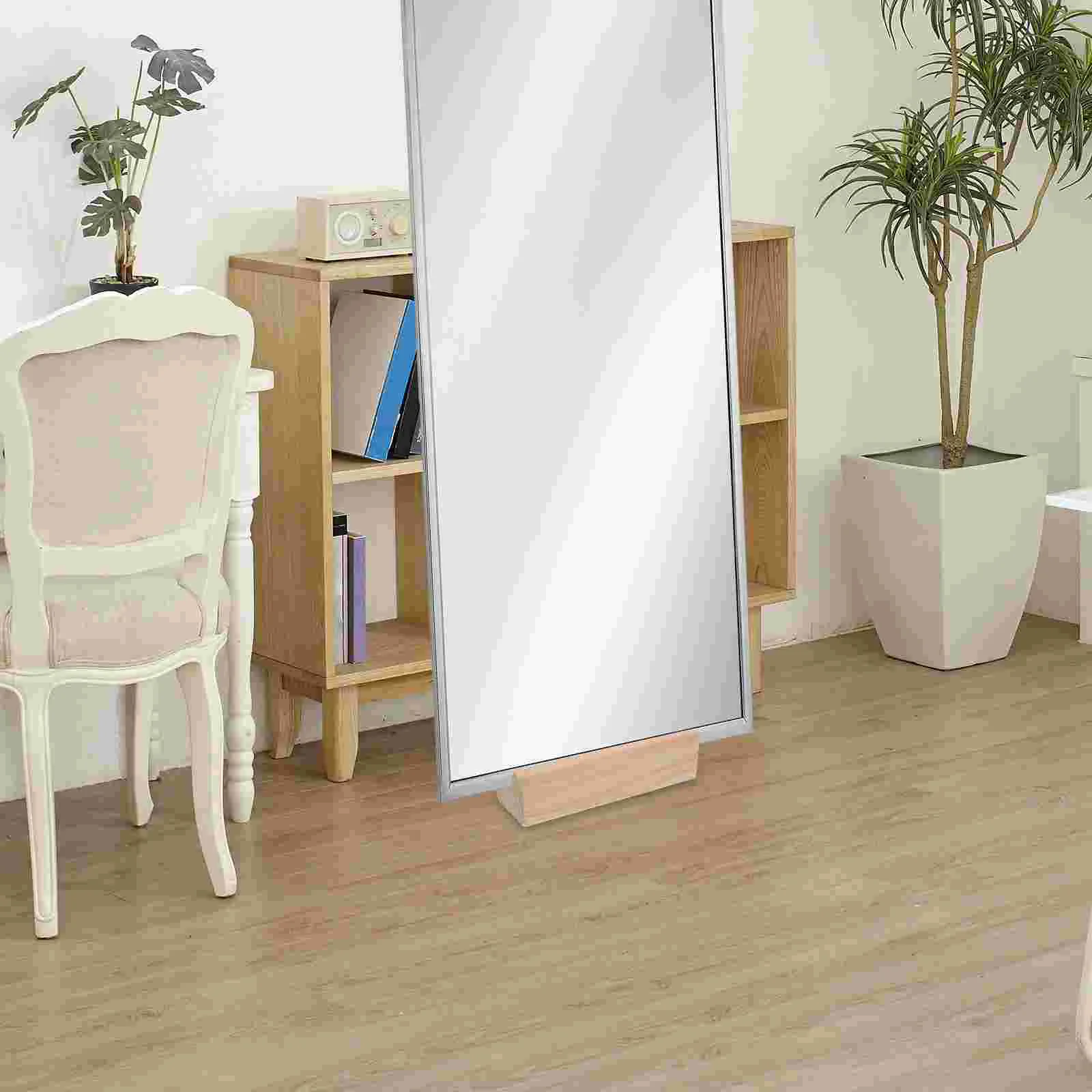 

Floor Mirror Base Solid Wood Non Support Stand White Full Body Length Holder Stable Use