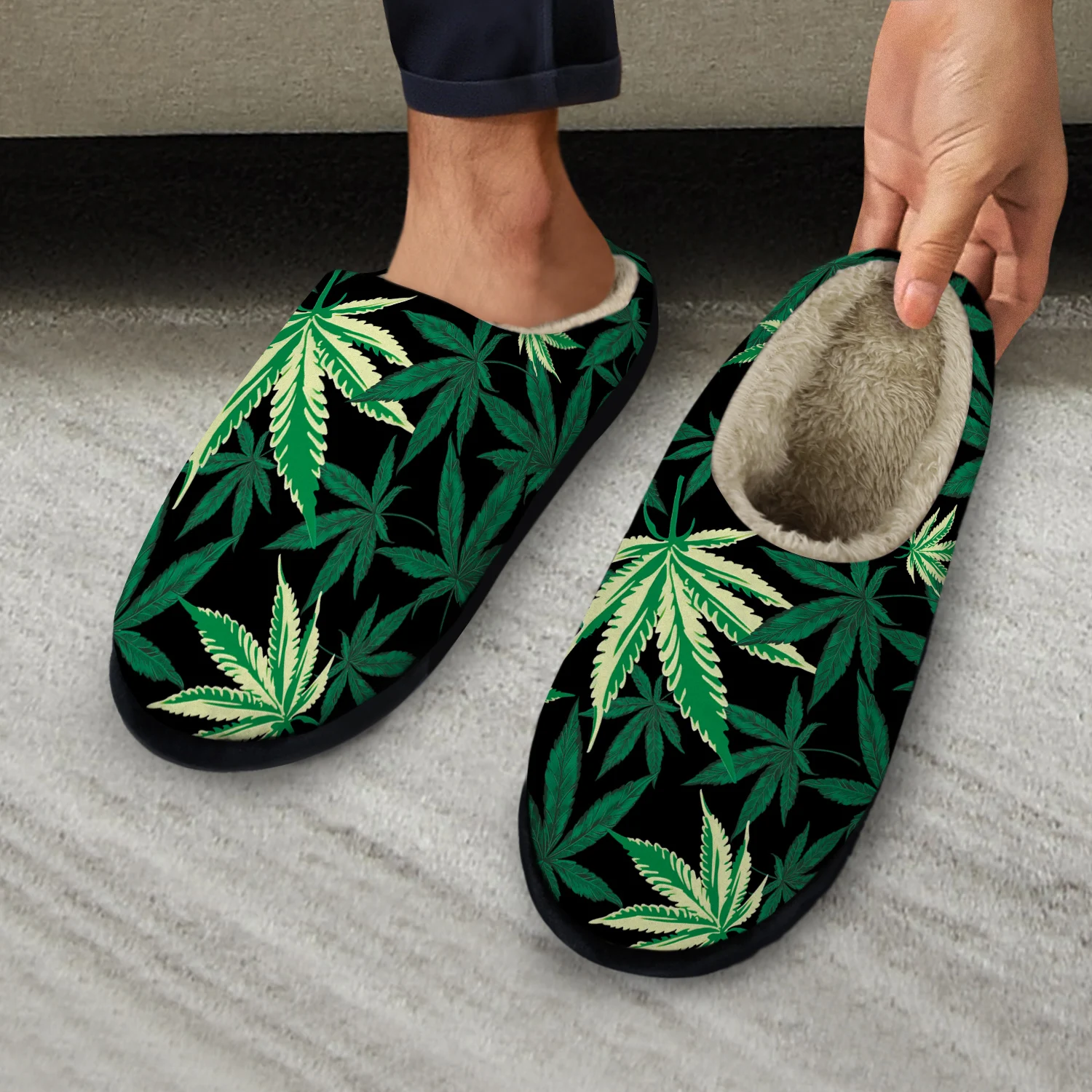 

Gifts For Men, Men's Indoor/Outdoor House Slippers - Non-Slip Rubber Sole, Soft Slip-On Winter Shoes Living Room, Bedroom