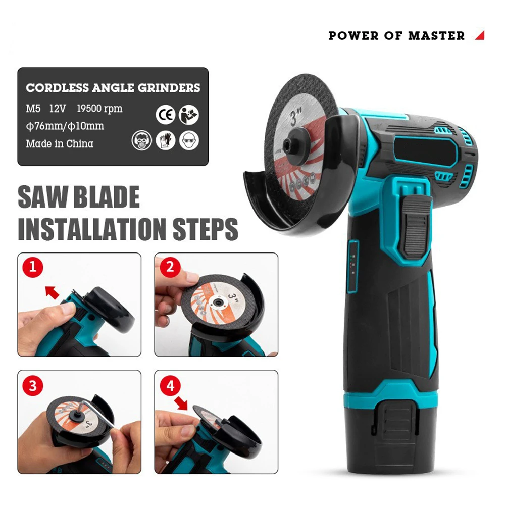 

12v Mini Angle Grinder Car Repair Brush Motor Rechargeable For Cutting Diamond Cordless Power Tool Polishing And Grinding