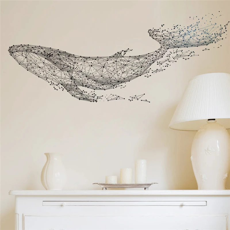 Creative Whale Pattern Wall Sticker For Shop Studio Office Home Decoration Ocean Fish Mural Art Diy Pvc Decals Poster