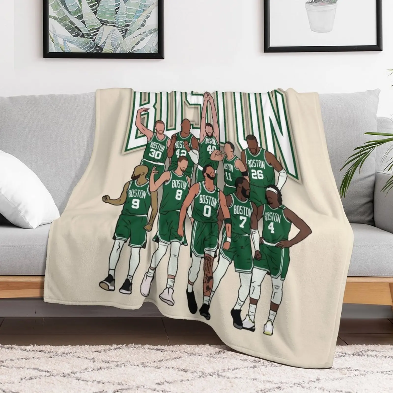 Boston 2023-24 Championship Throw Blanket Warm Flannel Blanket for Couch Chair Bedroom