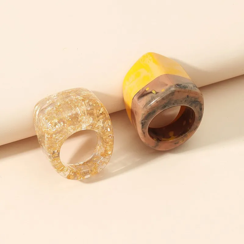 

Новый набор из 2 колец в стиле Wide Fashion: креативный дизайн, простые кольца из полимерной смолы, модные ювелирные аксессуары