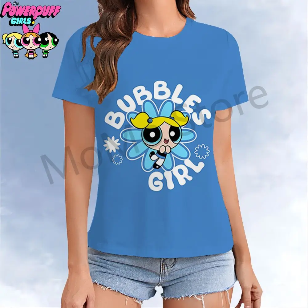 Women's  T-shirt The Powerpuff Girls Kawaii New Streetwear Y2k Short Sleeve Tee 3D Print Tops XS-3XL Summer Cheap Clothes 2024