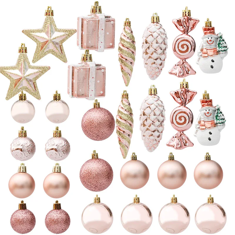 

Pink Christmas Ball Christmas Tree Ornament Set Gift Box Special Ornament Set Box 4-9 Cm Christmas Decorations for Home