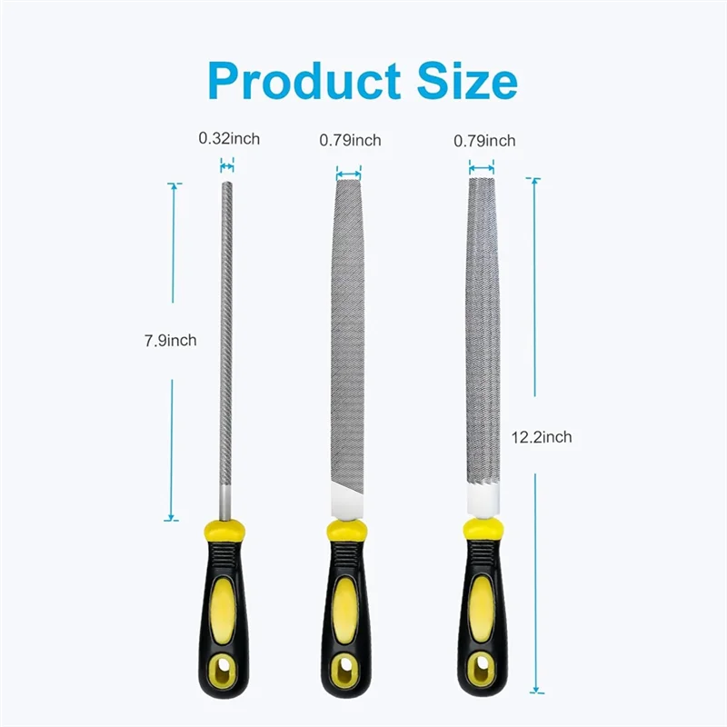 AS60-금속 평활화 및 성형 디버링 도구-금속 파일용 3피스 8인치 고탄소강, 목재용 평면 가장자리 포함