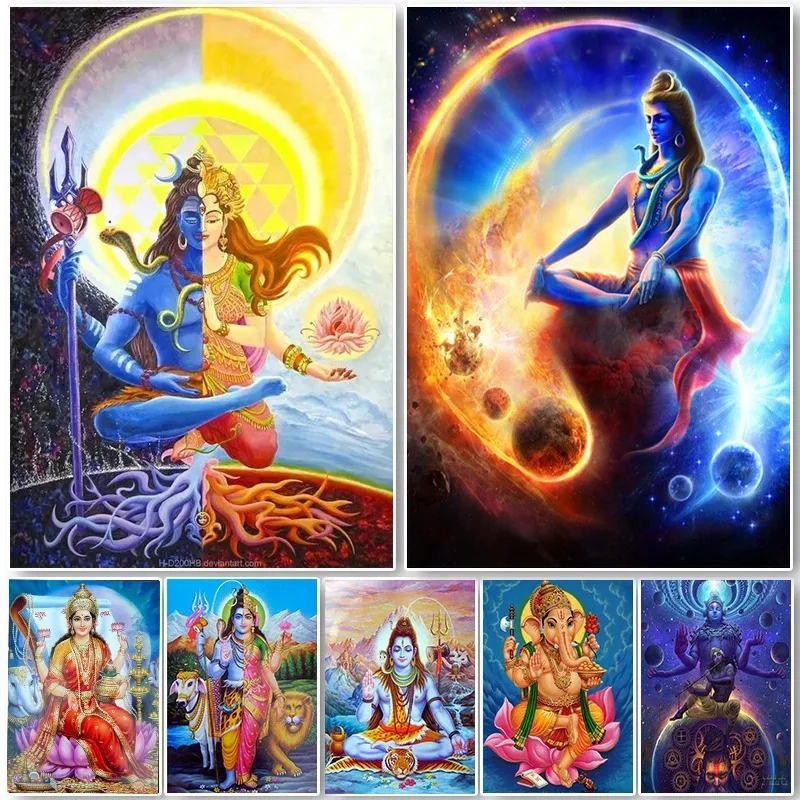 Abstract Lord Shiva Hindu Gods Posters Indian God Pictures for Living Room Religious Wall Art Canvas Painting Home Decorative