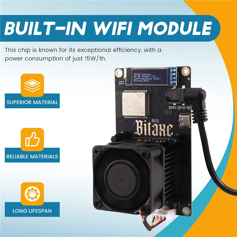 -BOFF Bitaxe Gamma 601 Solo Miner 1,2TH/S 18 Вт BM1370 Asic Chip от Antminer S21 Pro Bitcoin BTC Miner Материнская плата EU PLUG