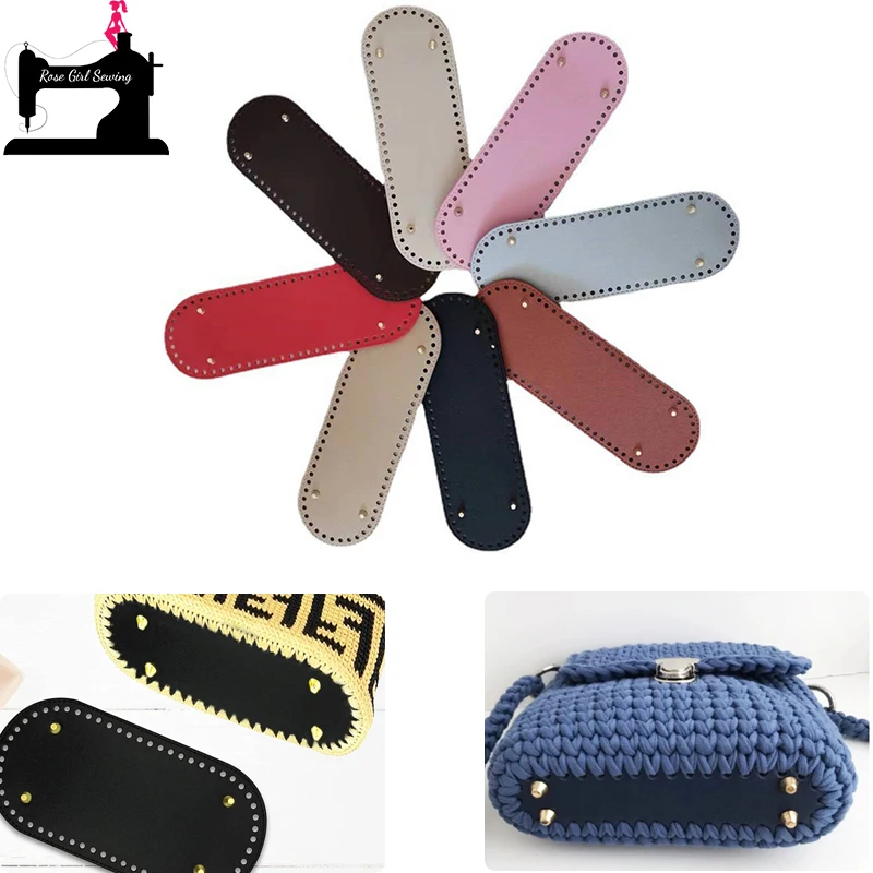 1/5PCS 18*5/26*8/30*10/32*7CM Oval Long Bag Bottom For PU Leather Crochet Knitted Bag Base Bottom With Holes Crochet Accessories