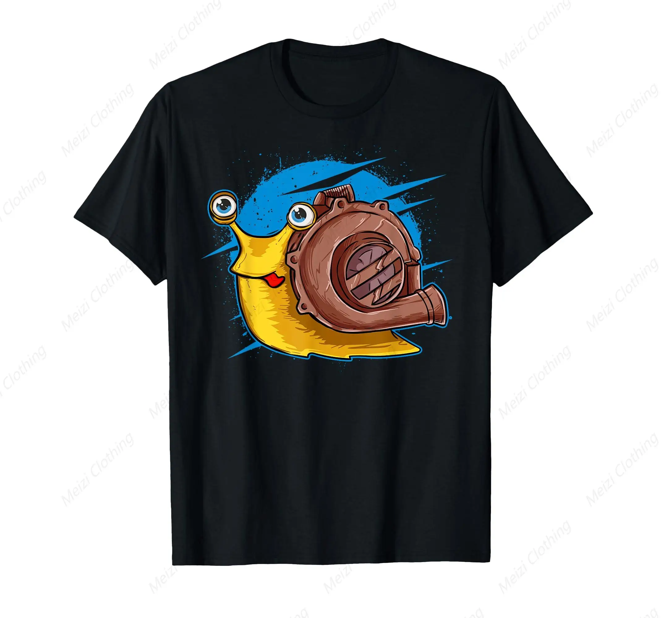 

Turbo Snail Fun Turbocharged Car Engine Printed Shirt Cool Steampunk Style Gift T-shirt Pure Cotton Top