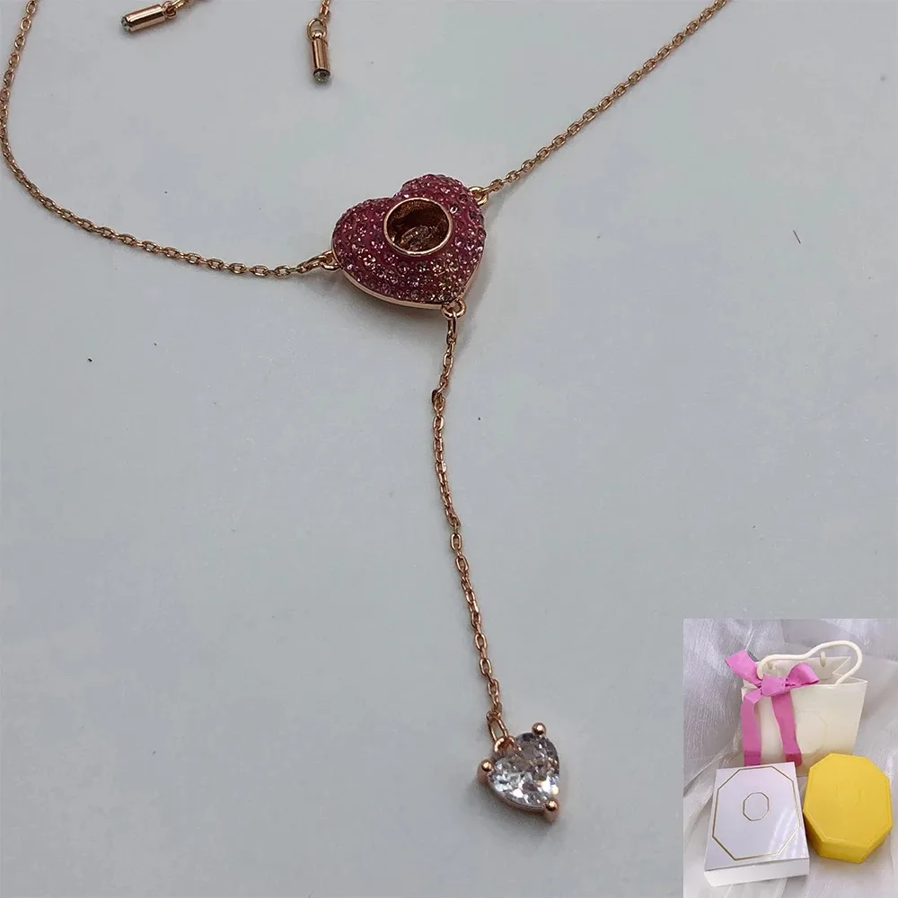 

New sw fashionable Idyllia Y-shaped red diamond inlaid necklace with niche jewelry design, romantic birthday gift for women