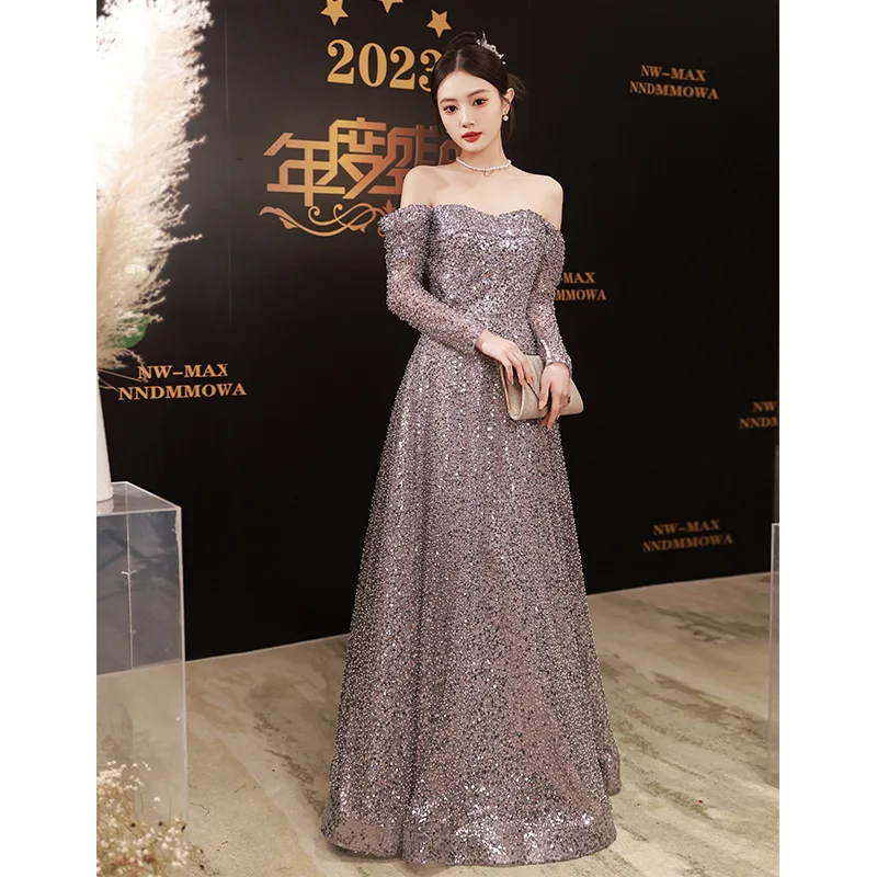 

Женское французское светское нишевое легкое роскошное банкетное вечернее платье в стиле свадебной вечеринки длиной до пола, Vestidos De Festa