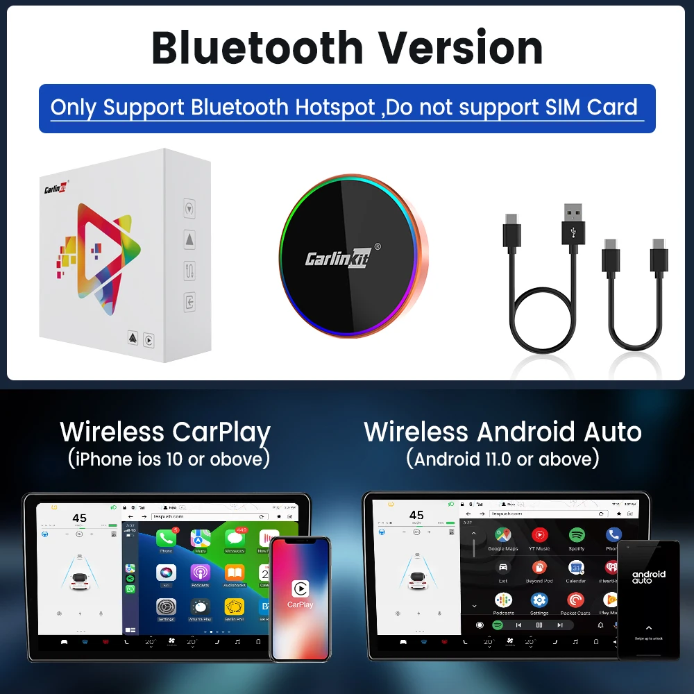 T2C CarlinKit Draadloze CarPlay Android Auto Voor Tesla Model 3/Y WiFi Bluetooth Draadloos Auto-connect Spotify Waze Smart Car Box