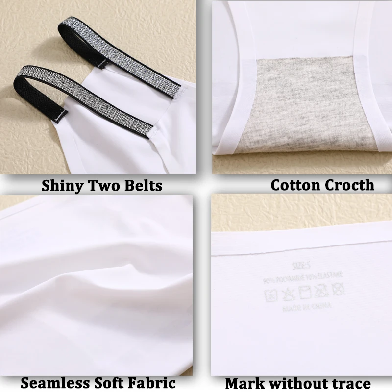 Sexy Low Rise Hollow Out Briefs Two Shiny Belts Briefs Seamless Solid Color Underwear Female Breathable Intimates Soft Lingerie