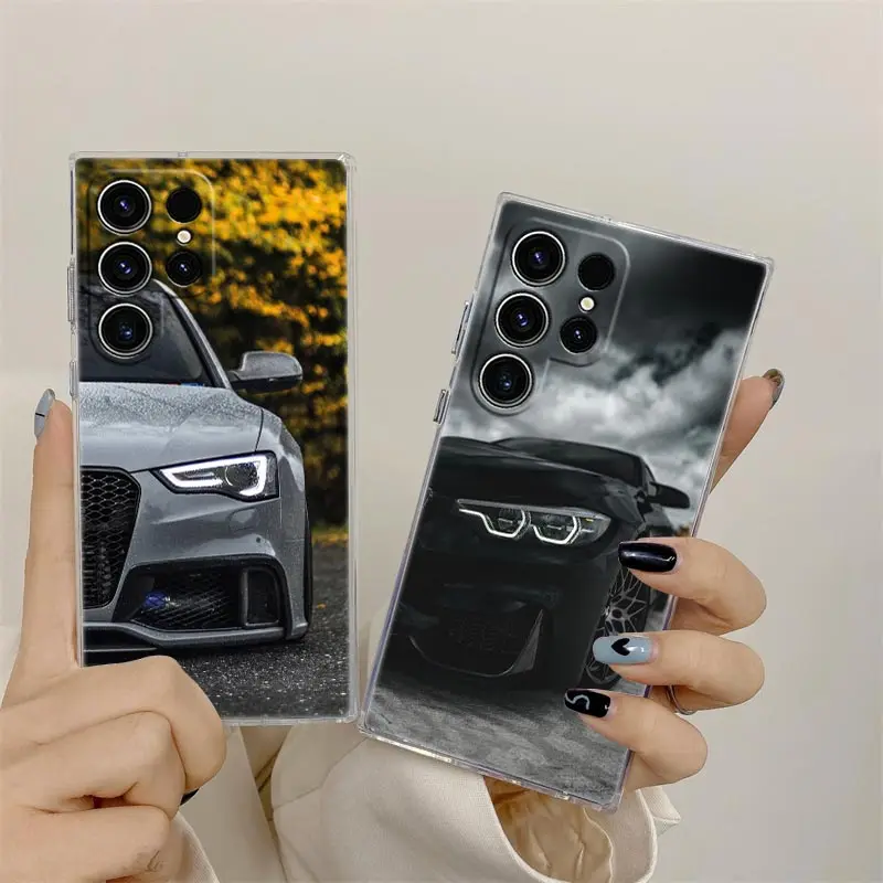 Coole männliche Männer Sportwagen Handyhülle für Samsung S24 S23 Ultra S22 S20 Plus S21 FE klare Hüllen Abdeckung Galaxy S24Ultra S235G Funda