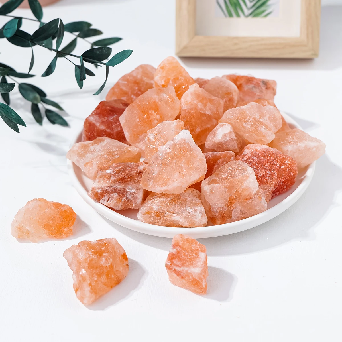 50g/bag Natural Crystal Himalayan Orange Salt Raw Stone Diffuser Minerals Specimen Raw Mineral Decorative Irregular Stone