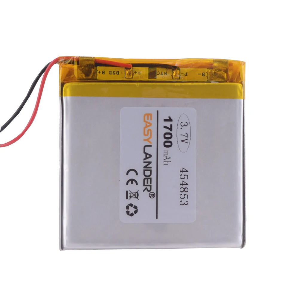 CE+Rohs 3.7 V 454853   แบตเตอรี่ลิเธียม Li-Ion Polymer แบบชาร์จไฟได้ 1700mAh แบตเตอรี่ Lipo