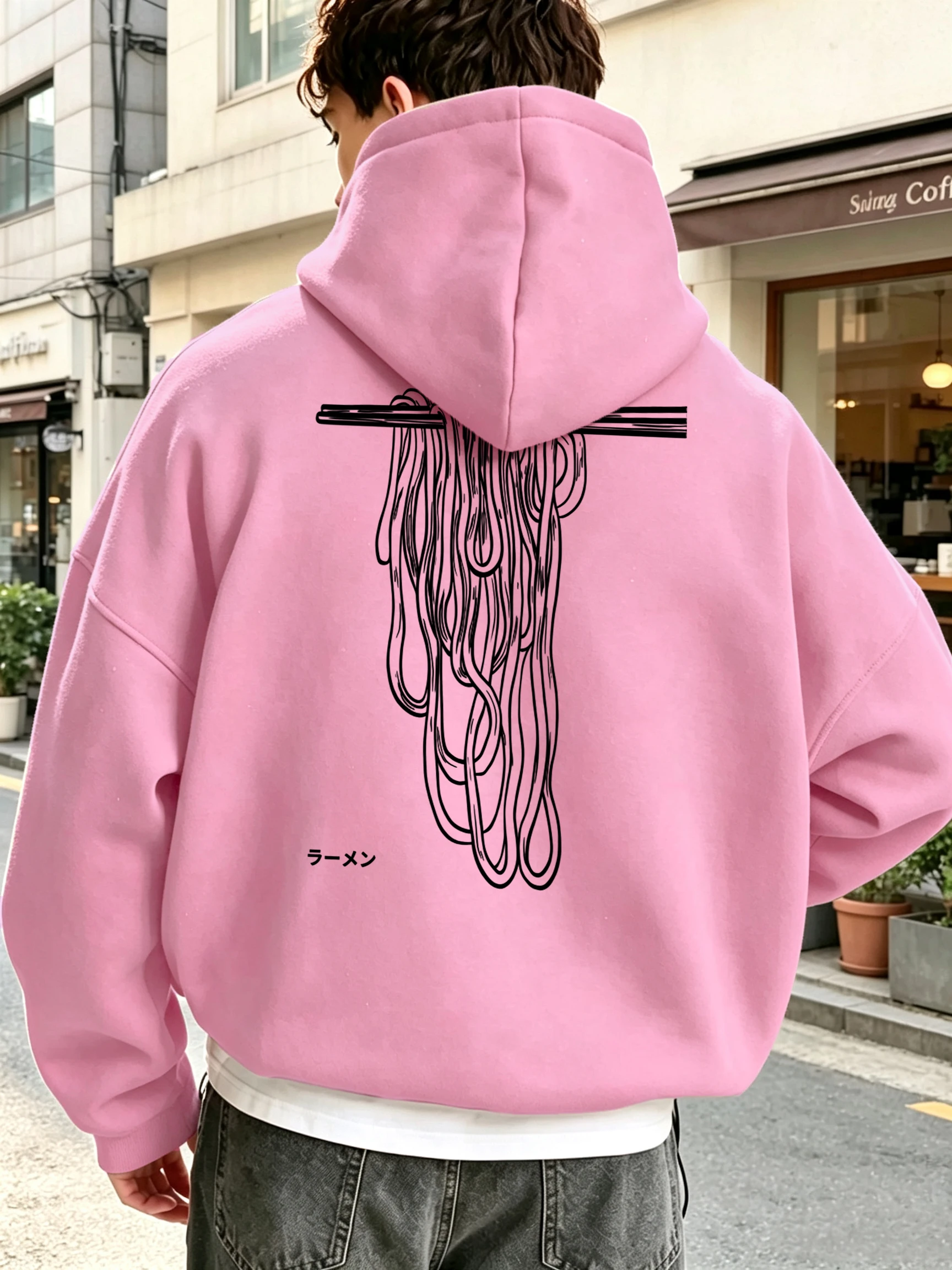 I Like Lamian Noodles Print Mens Casual Hoodies Loose Jogging Streetwear Fleece Pocket Pullover Autumn Fashion Unisex Sportswear