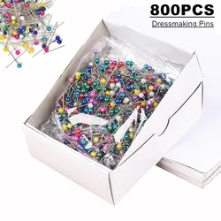 800pcs Round Dressmaking Pins Mix-color Pearl Round Head Florists Sewing Pins DIY Sewing Positioning Pin Wedding Bouquet Decor