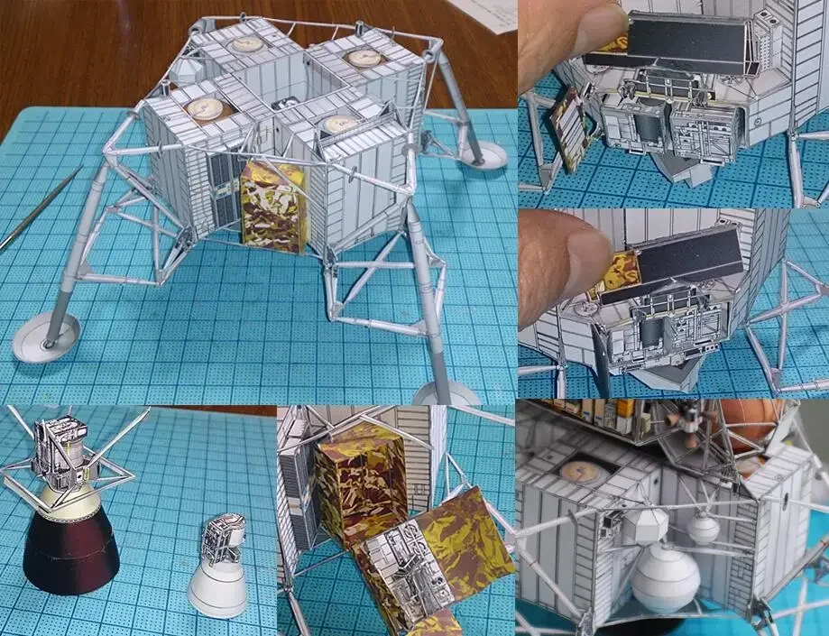 Apollo Plan 13 Módulo Lunar DIY Tarjeta de Papel 3D Modelo Conjuntos de Construcción Construcción Juguetes Educativos Modelo Militar juguetes para niños