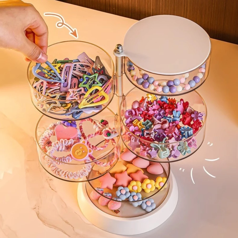 360 Rotating Jewelry Organizer Box Multi-layer Clear Dust-proof Hair Accessories Storage Case Earring Necklace Display Stand