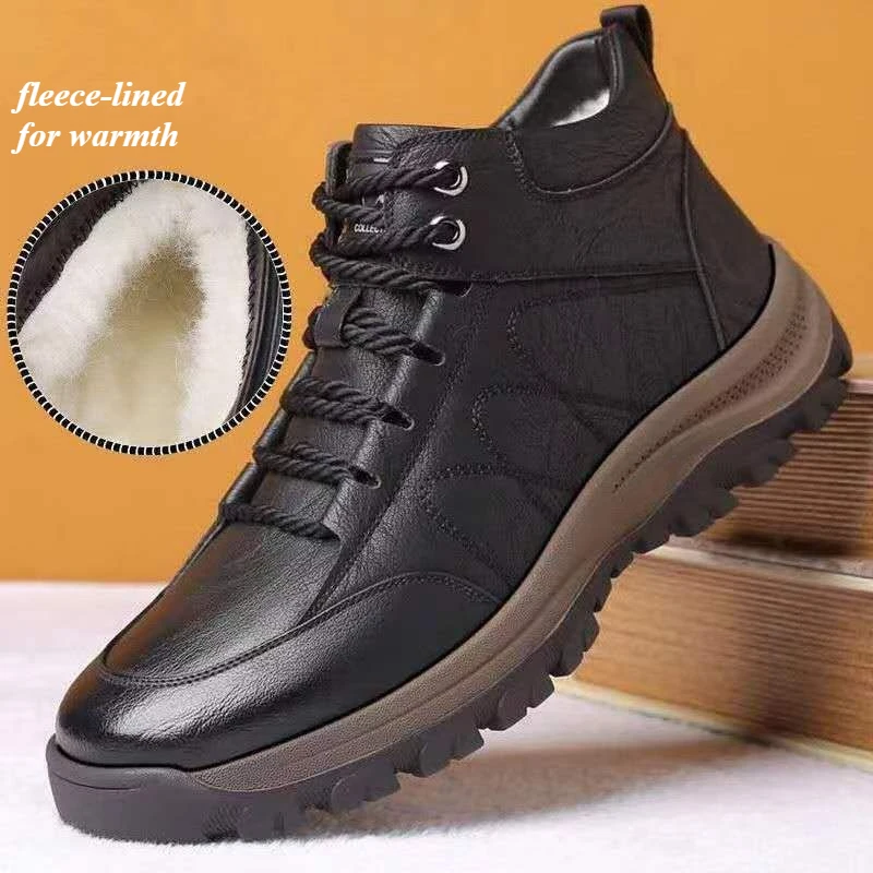

Men Leather Shoes Cotton Comfortable Warm Climbing Casual Sneakers Outdoor Running Fitness Sports Shoes Zapatillas Hombre