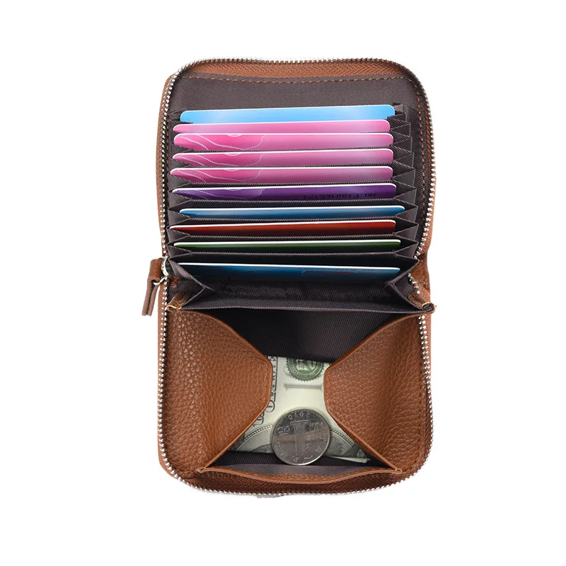 RFID Blocking Wallet for Men Women 12 Slot Card Holder Organizer with Zipper Pocket Anti-Theft ID Passport Credit Card Case