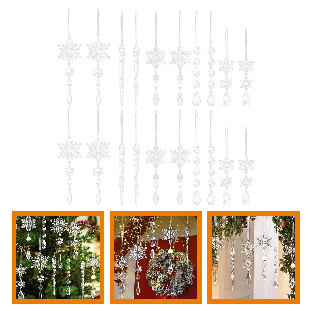 

20Pcs Christmas Tree Hanging Icicles Pendant Snowflake Decoration Xmas Party Hanging Decor Xmas Tree Ornaments Supplies