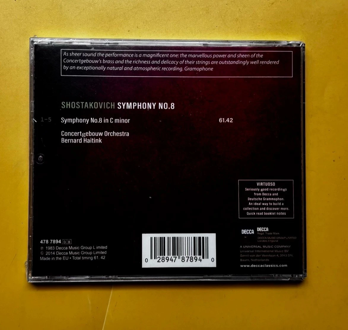 Classic Concertgebouw Orchestra Bernard Haitink Music CD Shostakovich Symphony No.8 Album Music Record Cosplay Soundtracks Box