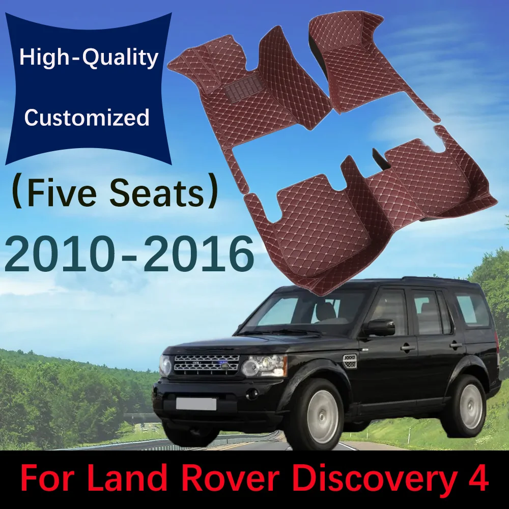 

Кожаные автомобильные коврики на заказ для Land Rover Discovery 4, пять сидений 2010, 2011, 2012, 2013, 2014, 2015, 2016, искусственные коврики