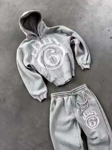 Y2K Clothing New Fashion Letter Embroidery Patch Zipper Hooded Sweater Men Gothic Harajuku Hip Hop Popular Casual Sweatshirt