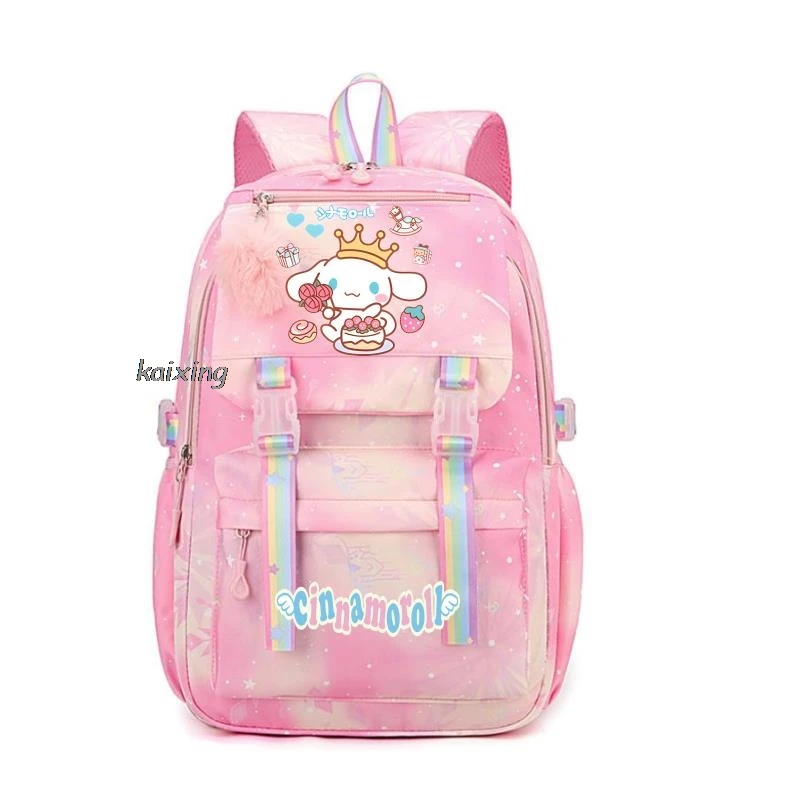 Sanrio Cinnamoroll Mochila para meninos e meninas, mochila de grande capacidade, mochila de viagem, mochila estudantil, crianças, presente adolescente, moda