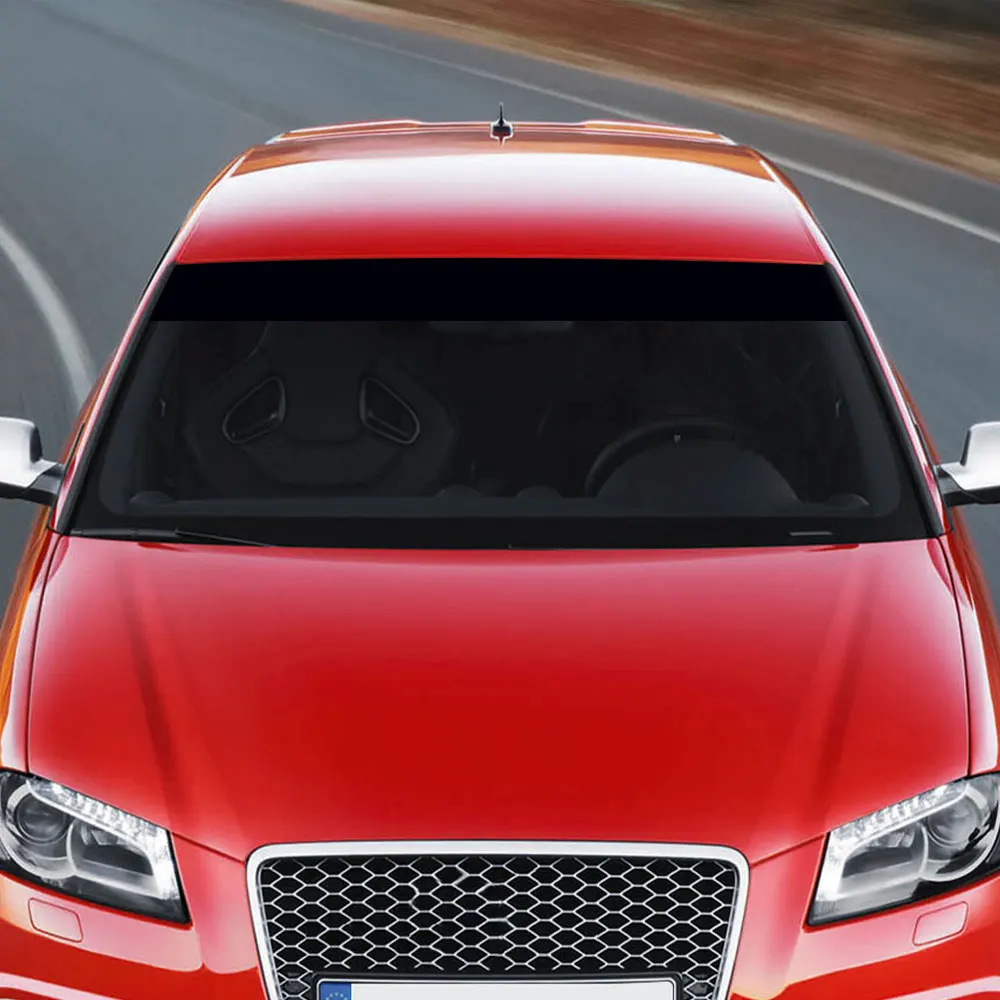 شارات شريط من الفينيل مقاومة للماء للزجاج الأمامي ، تحكم في الحرارة ، ملصقات حاجب نافذة السيارة ، مضادة للأشعة ، أبيض وأسود ، 135 × 20 سم