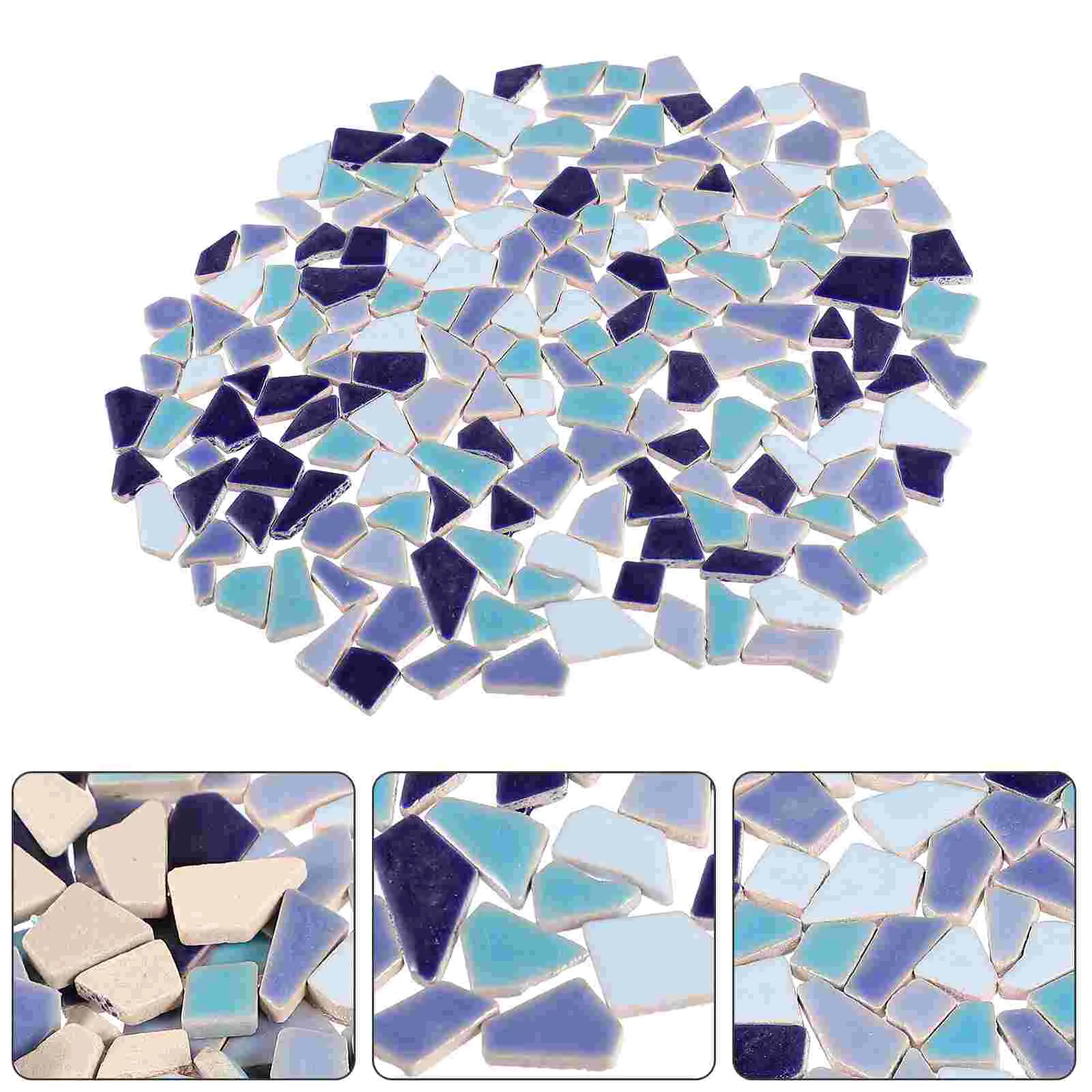 200 G Ceramic Mosaic Blue Vase Glazed Small Tile Irregular Shape DIY Assortment Ceramics Stone