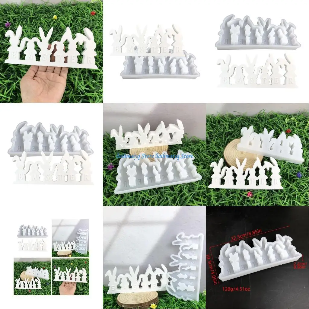 

573B Flexible Silicone Mold Rabbit Figurine Shaped Decoration Mould Temperature Resistant Gypsum Mould for Desktop Ornament