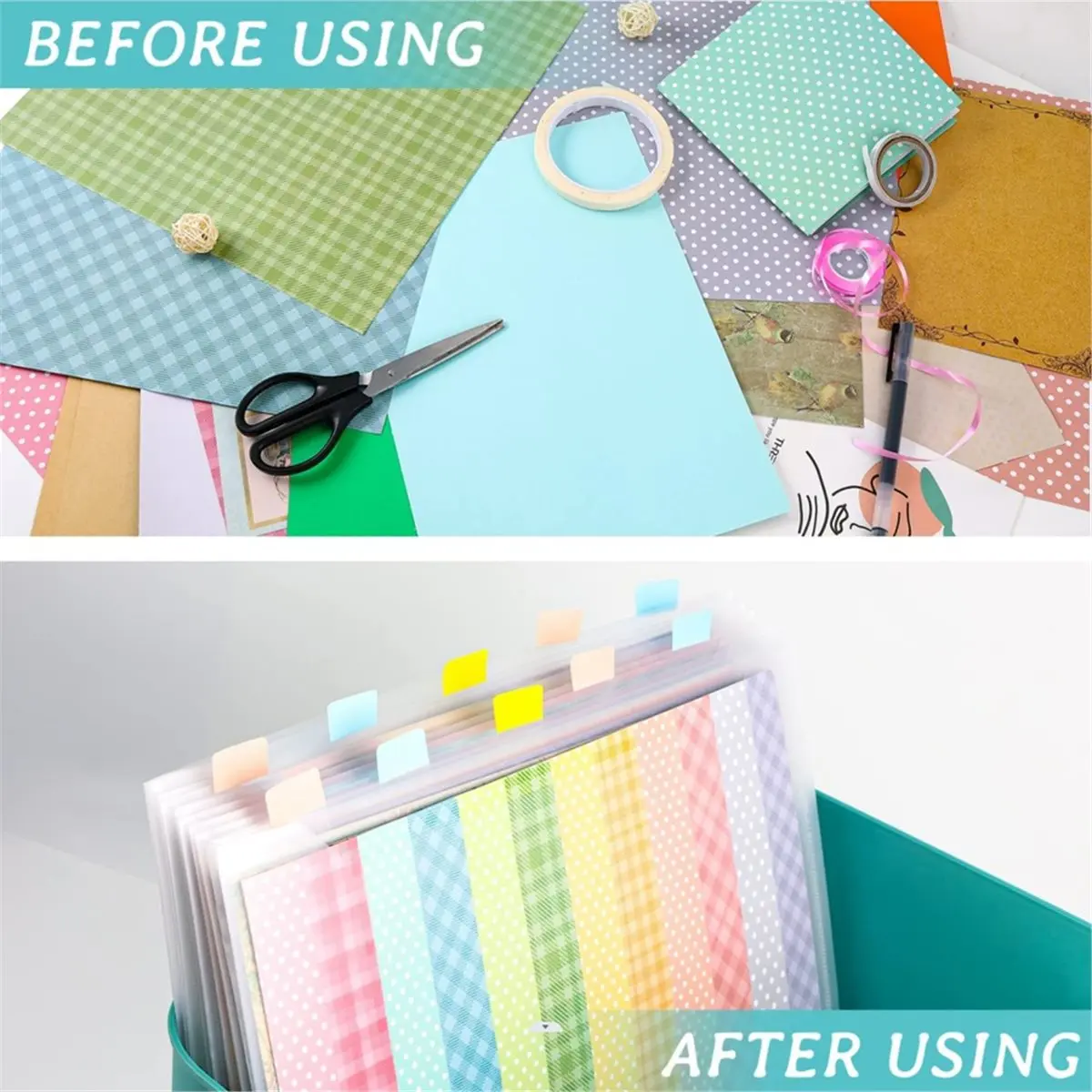 24-Piece Scrapbook Paper Storage Organizer, 13 X 12.6 Inch with Sticky Index Tabs for Holding Paper, Cardstock, Photos