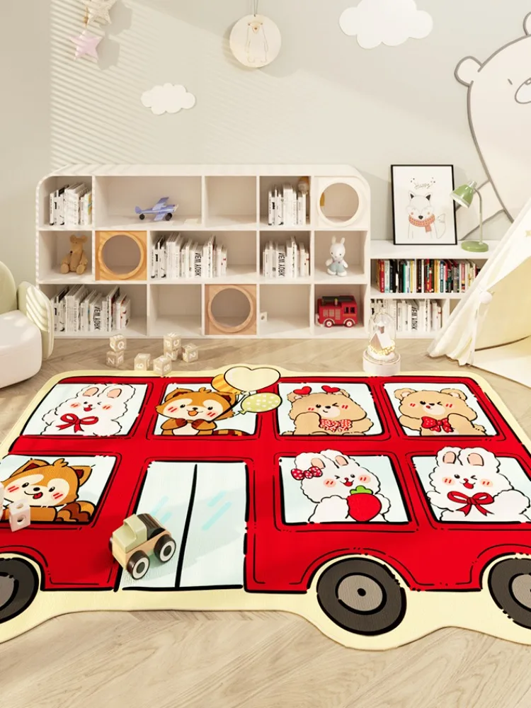 Irregular Bus Living Room Large Area Carpets Cute Bedroom Bedside Carpet Animal Cartoon Girl Room Rug Easy Care Balcony Rugs 양탄자