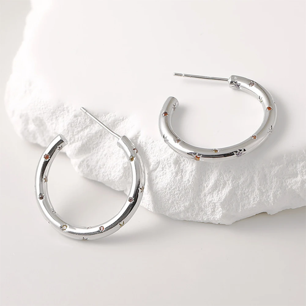2 Pieces Copper Plating with 14k Gold Concave Convex Star Shaped Earrings DIY Jewelry Making Semi-finished Product Accessory