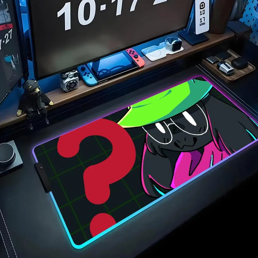 

deltarune Mouse Pad RGB Gaming Mousepad Big LED Pad PC Desk Mat Luminous Mouse Pad Large Keyboard Mats Table Rug With Backlit