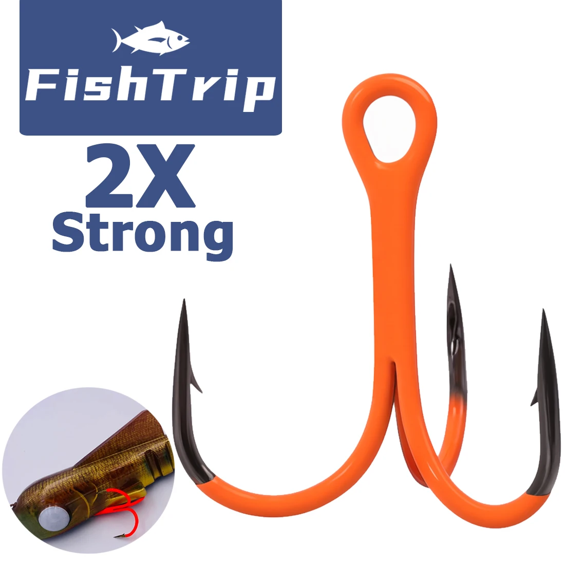 FishTrip 2X anzuelos triples UV anticorrosión para lubina agua salada - imagen 5