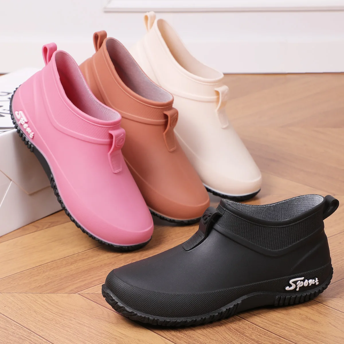 

Casual Thick Bottomed Waterproof Outdoor Wear-Resistant Ladies Short Tube Water Shoes Daily Leisure Rain Boots for Women 2026