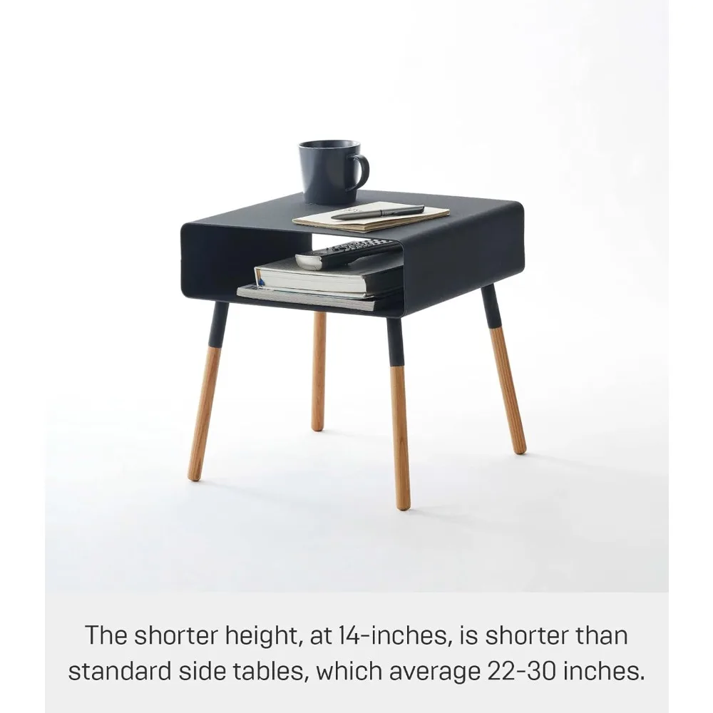 Home Plain Side Table With Open Storage Shelf, Rectangular Accent Space Saving Living Room Bedroom Couch End Table