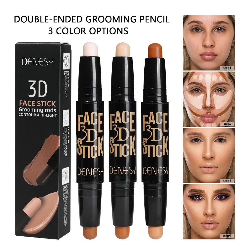 Face Freckles Double Head Concealer Pen Long Lasting White Dark Circles Corrector Contour Eye Stick Pencil Cosmetic Makeup